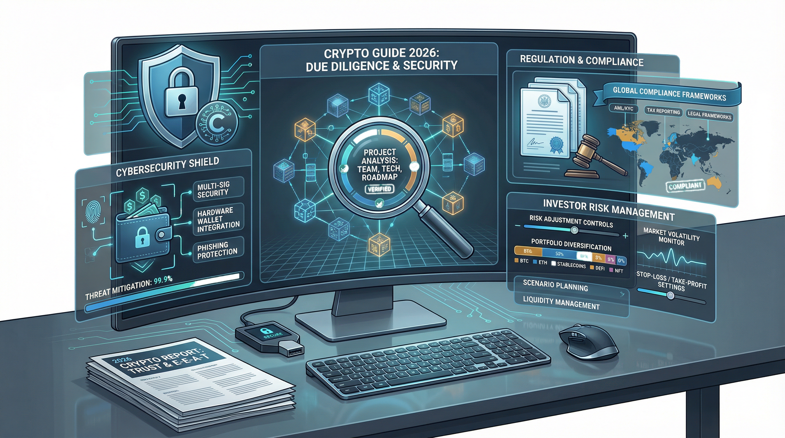 Crypto due diligence and risk management illustration